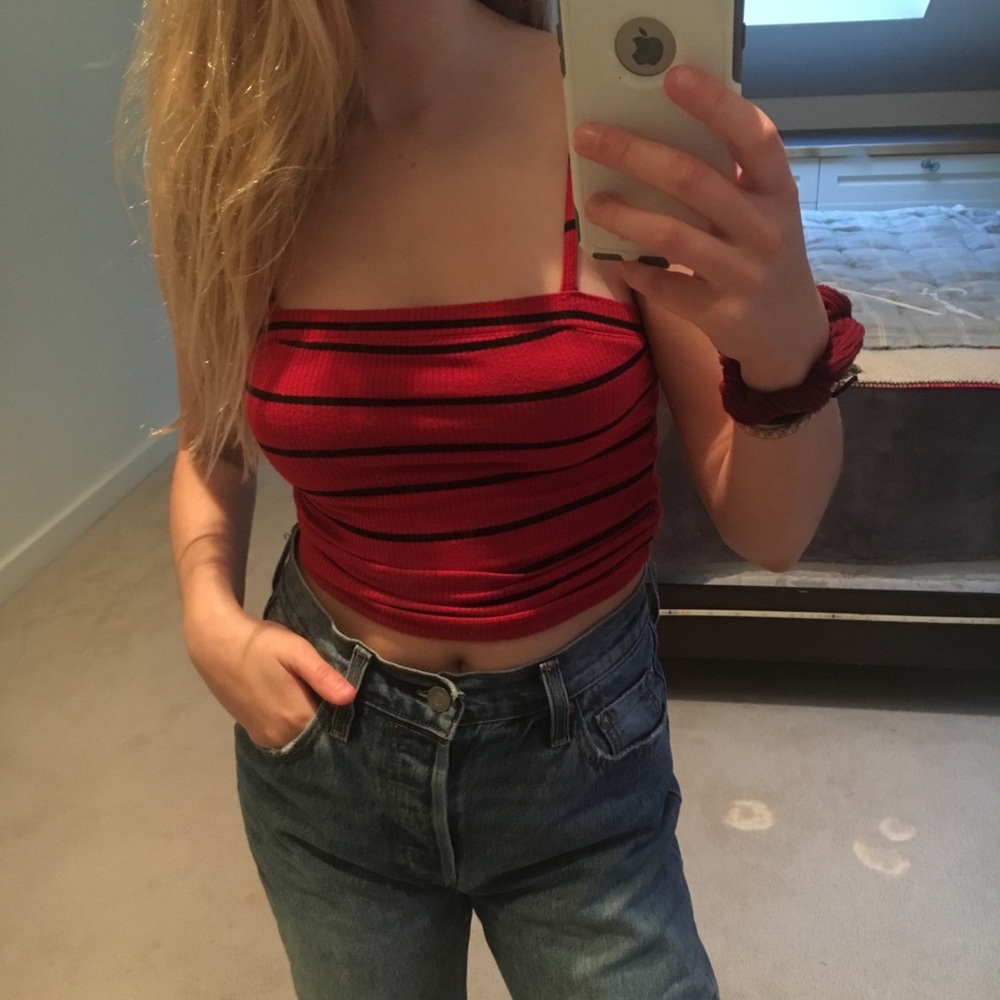 Red and black tank
